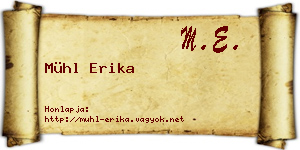 Mühl Erika névjegykártya
